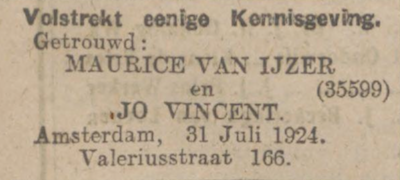 1_Huwelijk Jo Vincent - Maurice van IJzer - Algemeen Dagblad - 31-7-24