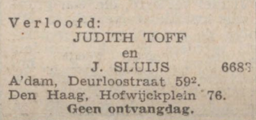 Verloving Judith Toff_Nieuw Israelisch Weekblad_28 april 1939
